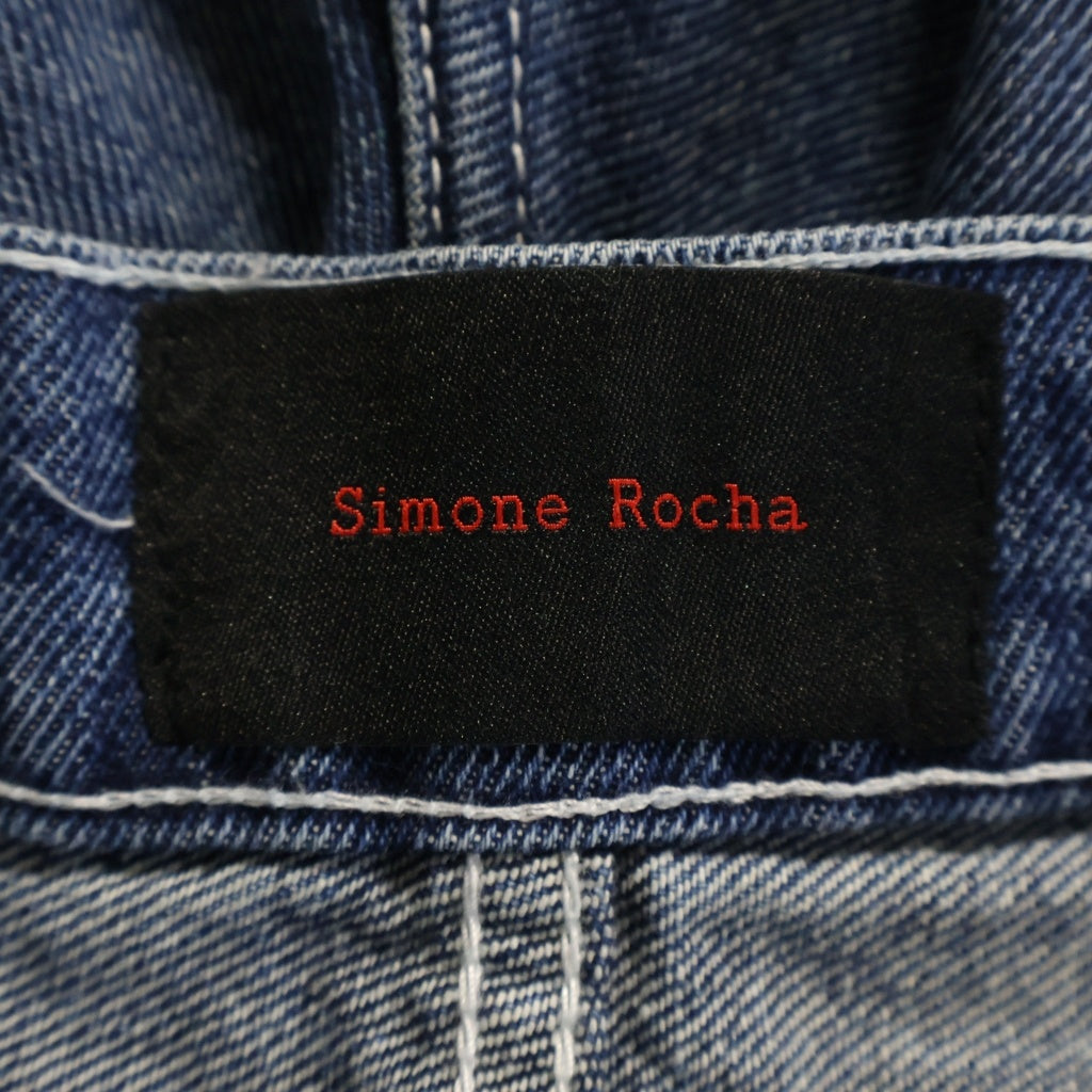 Simone Rocha(シモーネロシャ) 5POCKET JEANS ファイブポケットジーンズ ダメージ加工ワイドデニムパンツ インディゴ
