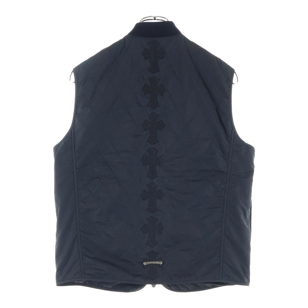 CHROME HEARTS(クロムハーツ) 新型 PAPA VEST パパ ベスト セメタリークロスレザーパッチキルティングベスト ブラック