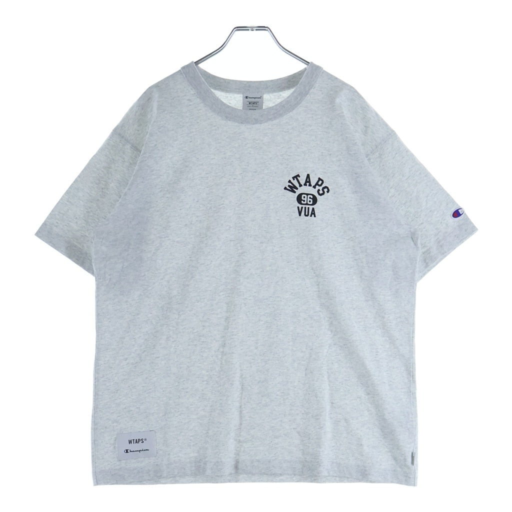 WTAPS(ダブルタップス) ×CHAMPION Academy S/S Cotton ダブルタップス アカデミー カレッジロゴ プリント クルーネック 半袖Tシャツカットソー グレー C8-B363
