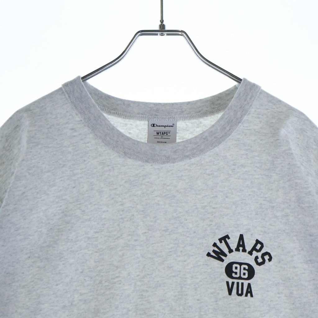 WTAPS(ダブルタップス) ×CHAMPION Academy S/S Cotton ダブルタップス アカデミー カレッジロゴ プリント クルーネック 半袖Tシャツカットソー グレー C8-B363