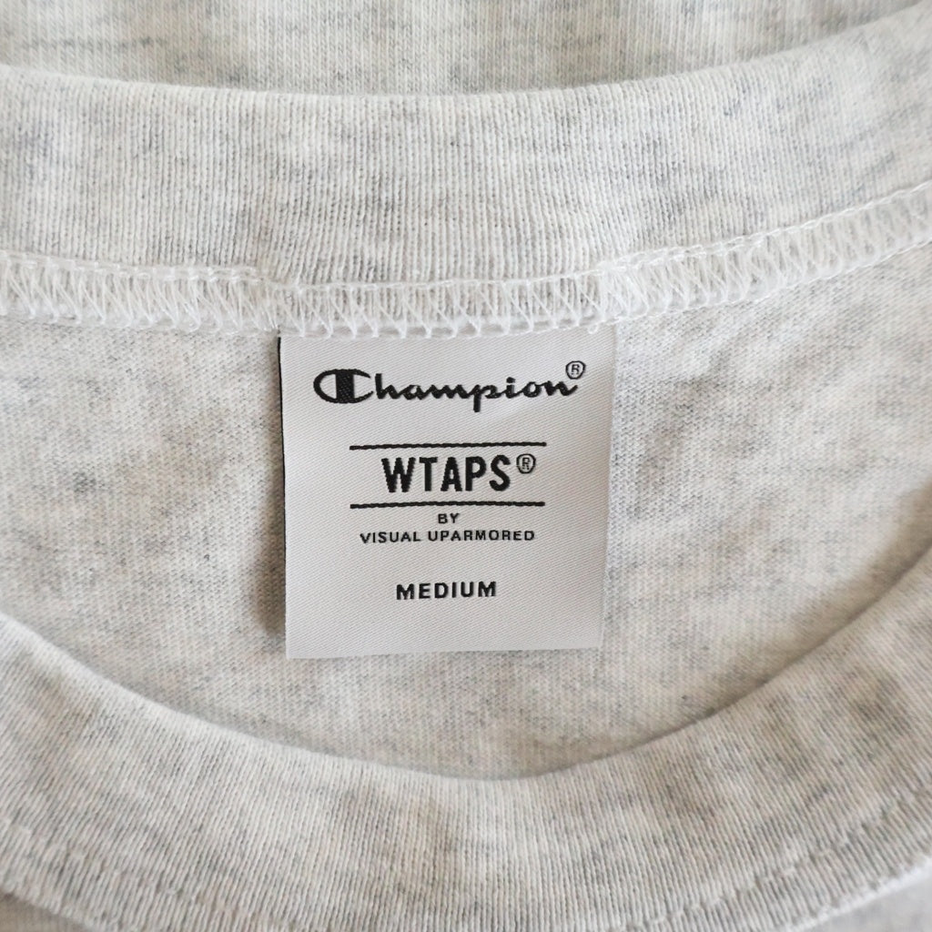 WTAPS(ダブルタップス) ×CHAMPION Academy S/S Cotton ダブルタップス アカデミー カレッジロゴ プリント クルーネック 半袖Tシャツカットソー グレー C8-B363