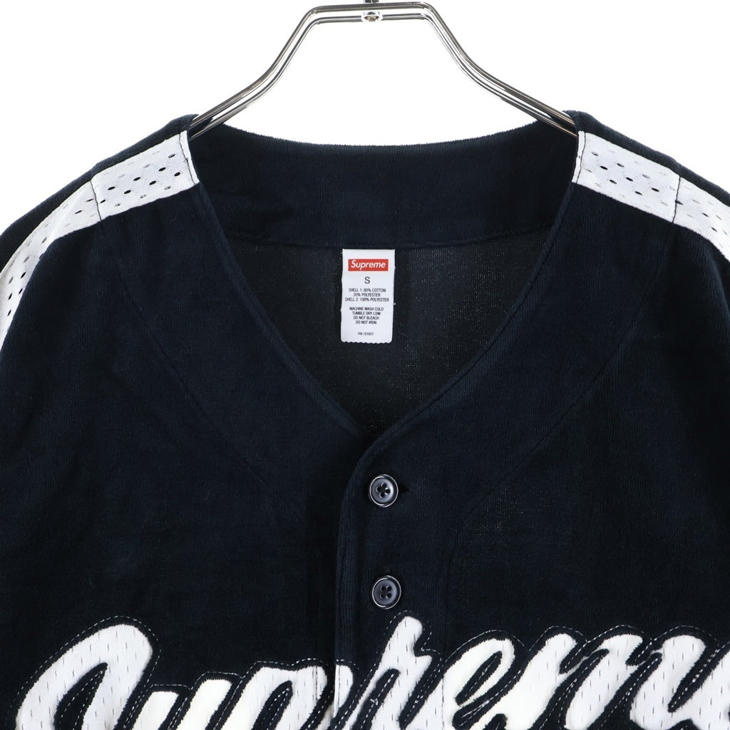 SUPREME(シュプリーム) 20AW Velour Baseball Jersey ベロア ベースボールシャツ ブラック
