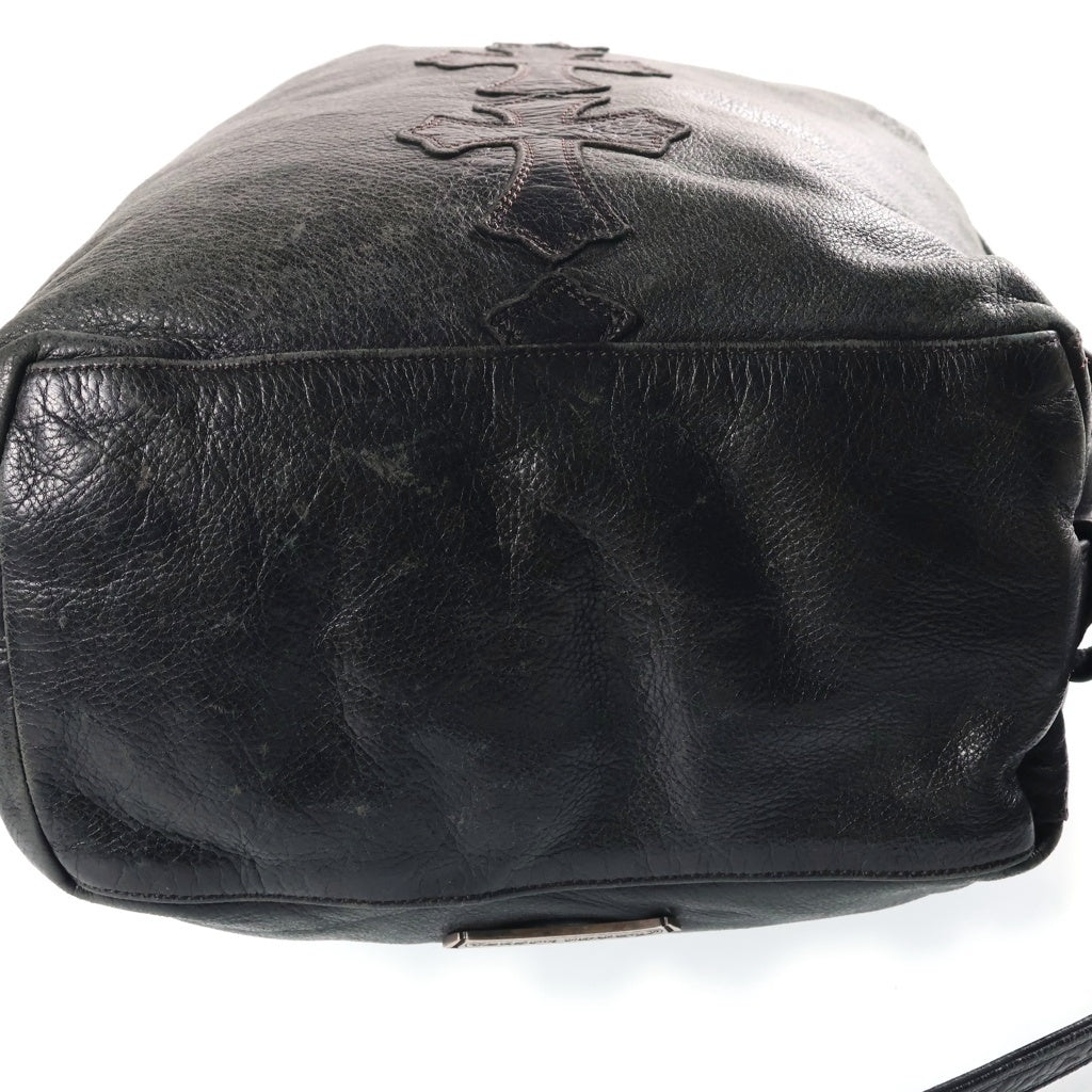 CHROME HEARTS(クロムハーツ) LELO SM レロ クロスパッチ付き レザーショルダーバッグ ブラック