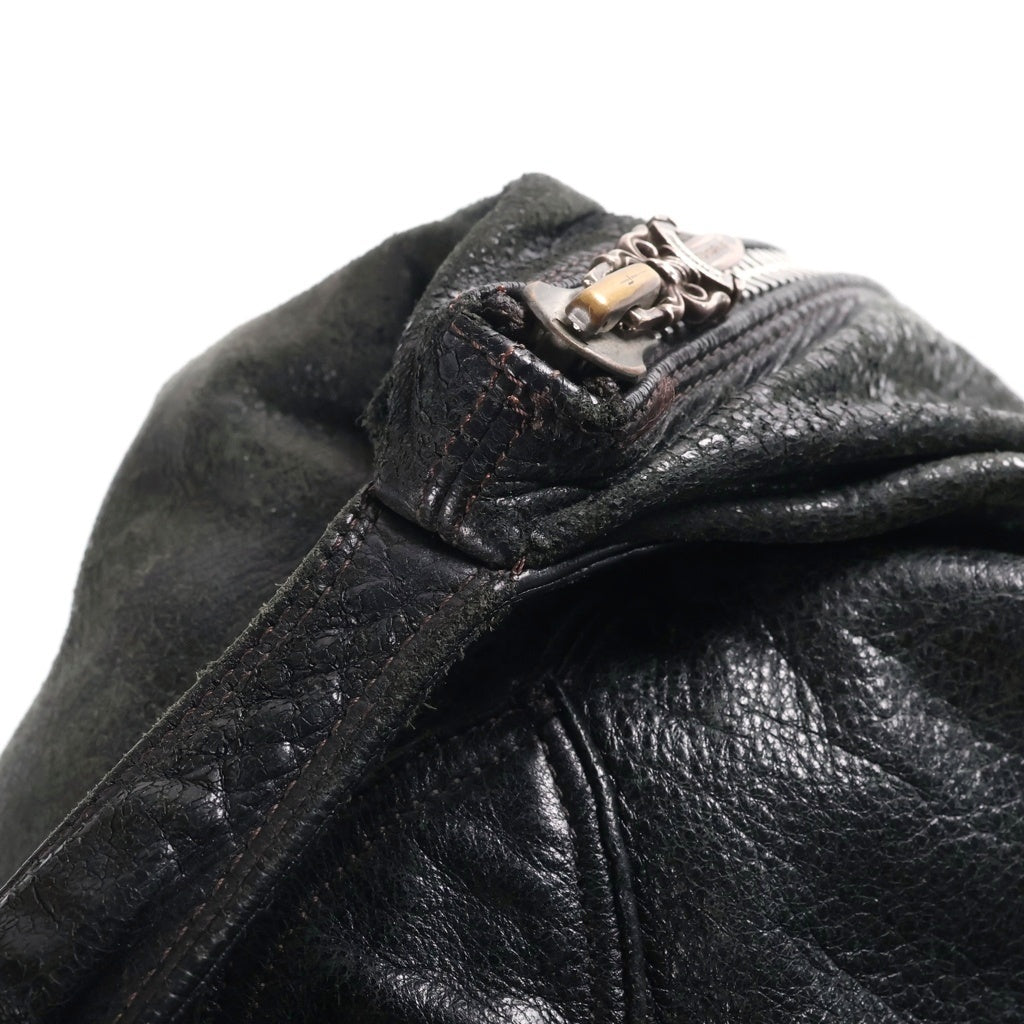 CHROME HEARTS(クロムハーツ) LELO SM レロ クロスパッチ付き レザーショルダーバッグ ブラック