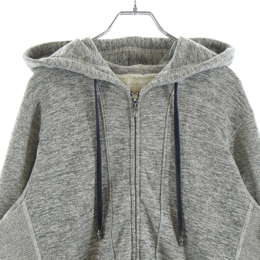CHROME HEARTS(クロムハーツ) バック レザー ホースシュー ジップアップパーカー グレー