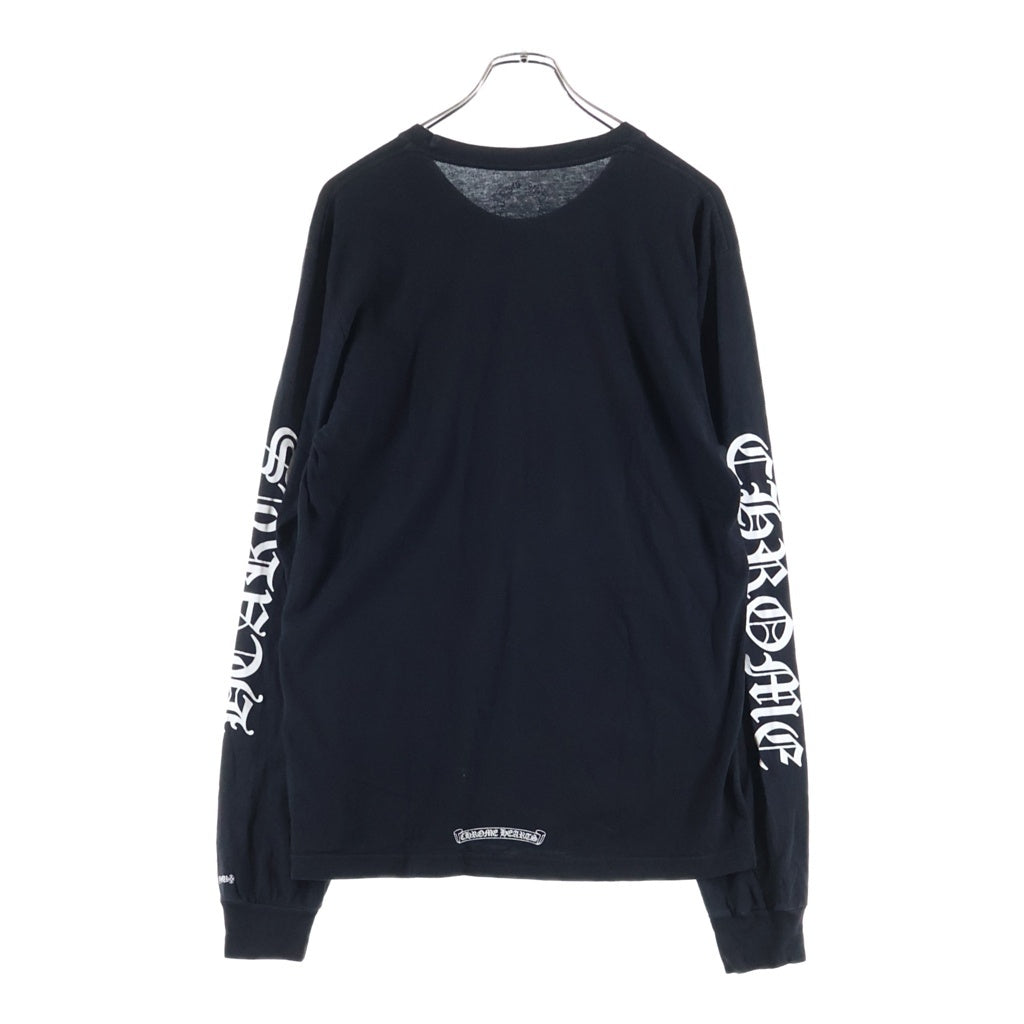 CHROME HEARTS(クロムハーツ) CH LS NECK LOGO ネックロゴプリント 袖ロゴ 長袖Tシャツ ロングスリーブカットソー ブラック