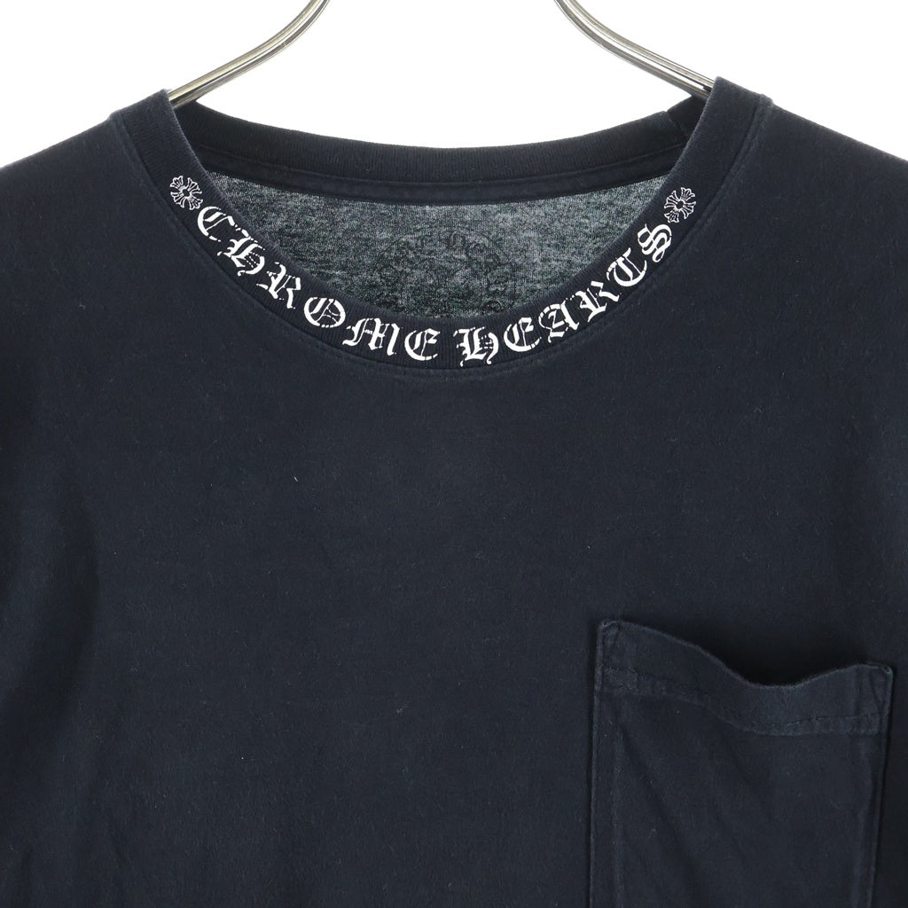CHROME HEARTS(クロムハーツ) CH LS NECK LOGO ネックロゴプリント 袖ロゴ 長袖Tシャツ ロングスリーブカットソー ブラック