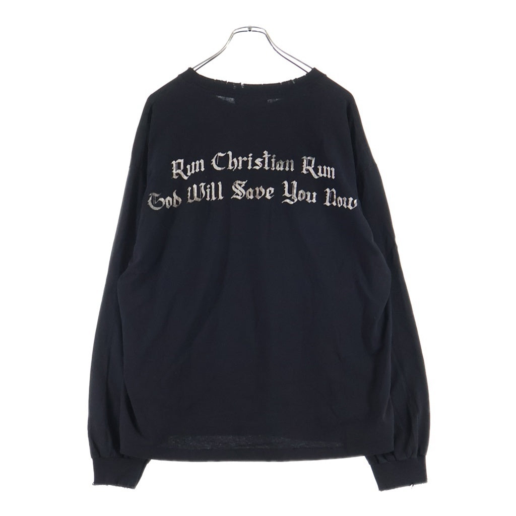 ALEXANDER DIGENOVA(アレキサンダーディジェノバ) CHRISTIAN クリスチャンプリント ダメージ加工長袖Tシャツカットソー ブラック