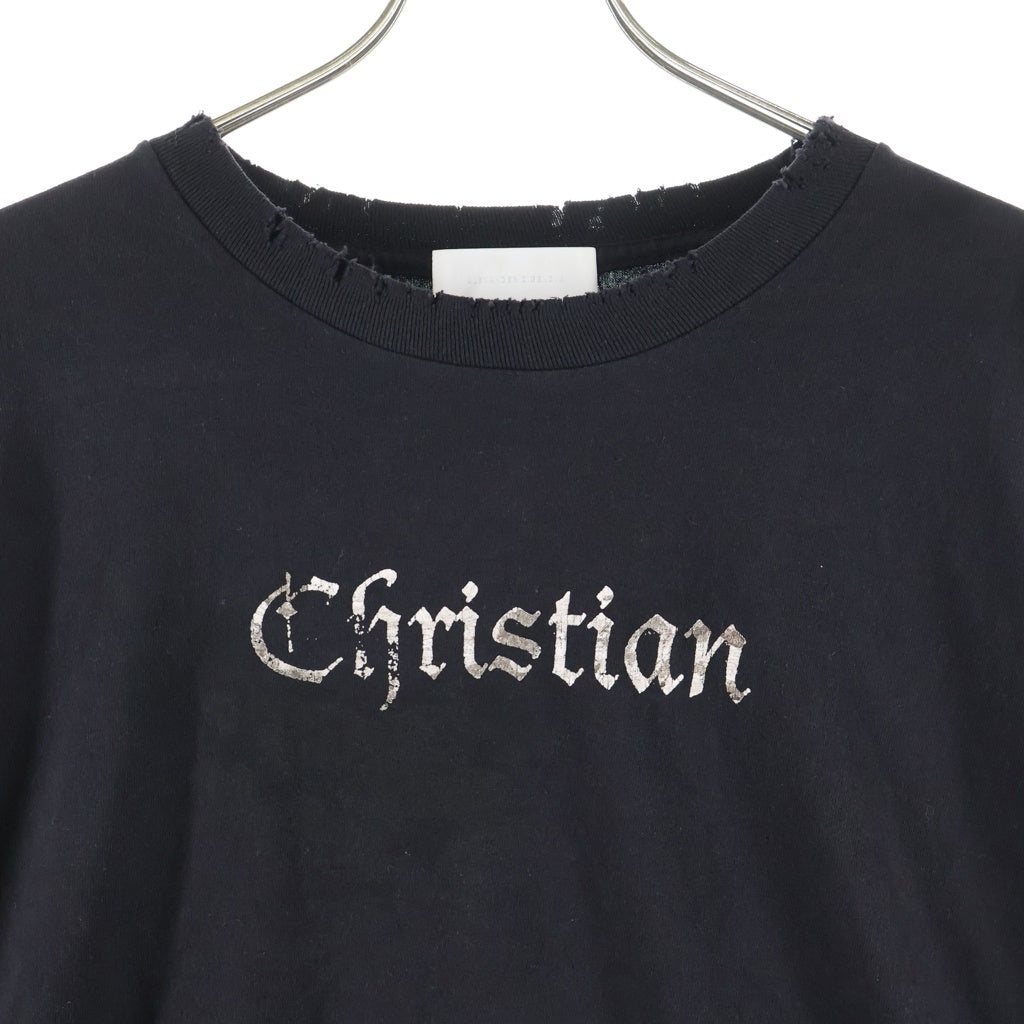 ALEXANDER DIGENOVA(アレキサンダーディジェノバ) CHRISTIAN クリスチャンプリント ダメージ加工長袖Tシャツカットソー ブラック