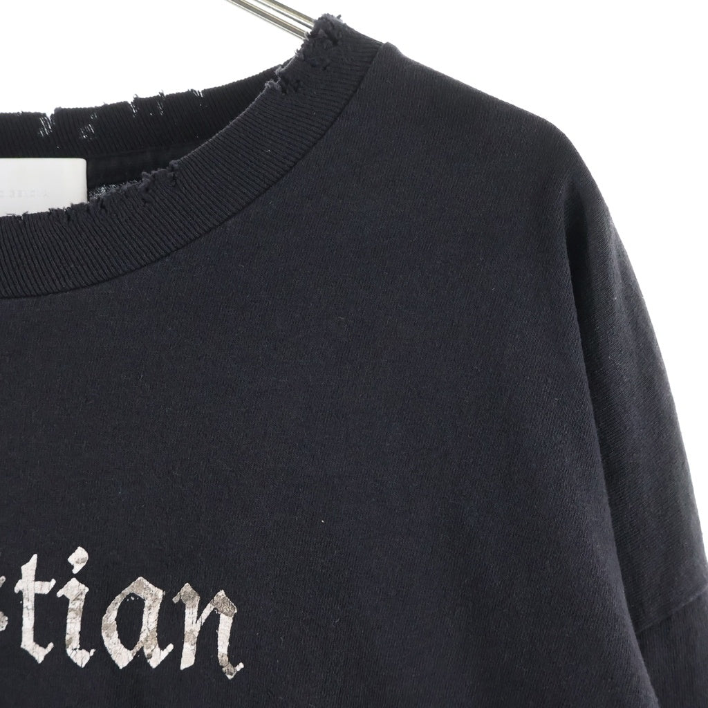 ALEXANDER DIGENOVA(アレキサンダーディジェノバ) CHRISTIAN クリスチャンプリント ダメージ加工長袖Tシャツカットソー ブラック