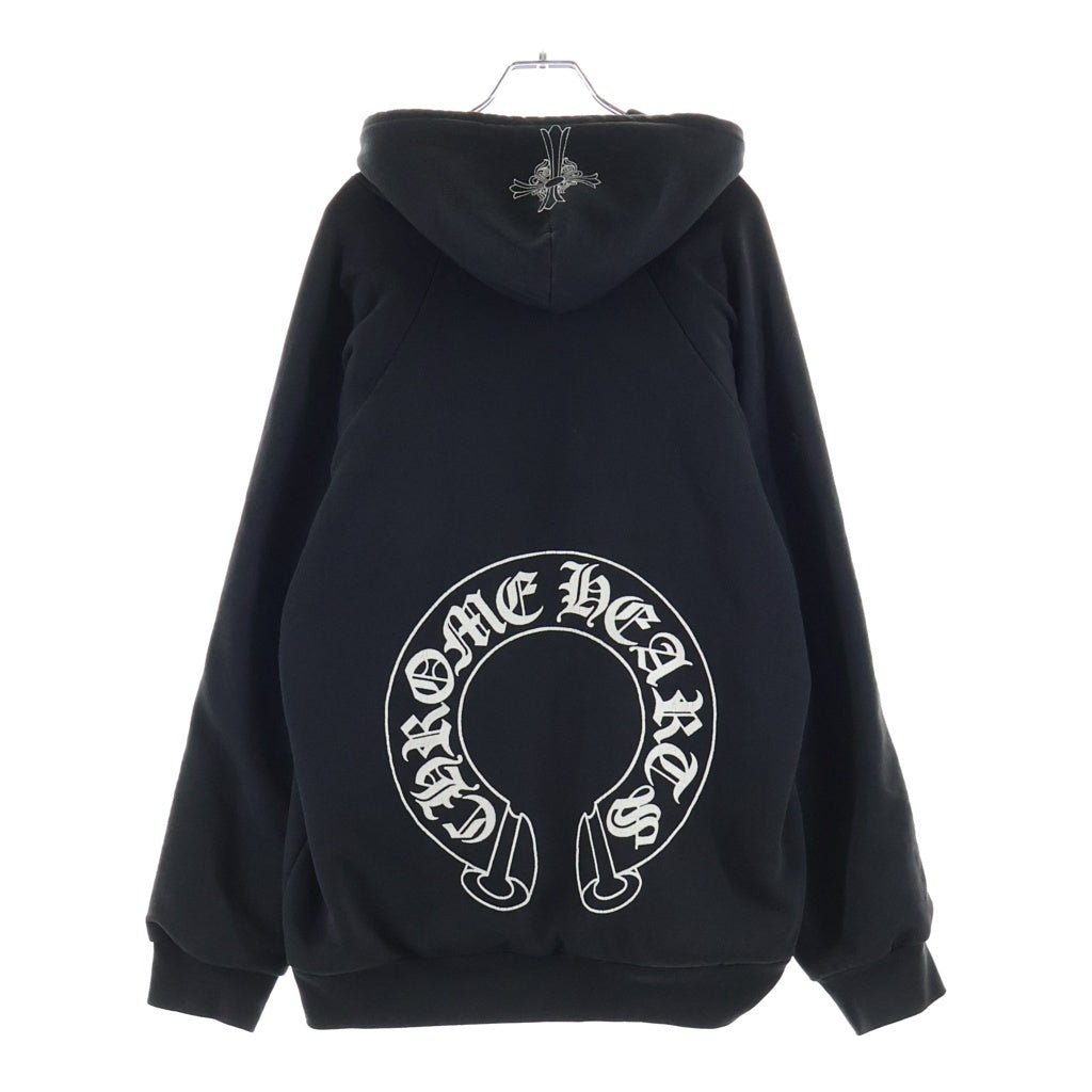 CHROME HEARTS(クロムハーツ) OLD HORSESHOE HOODIE オールド ホースシュープリント 裏地サーマル プルオーバーパーカー ブラック