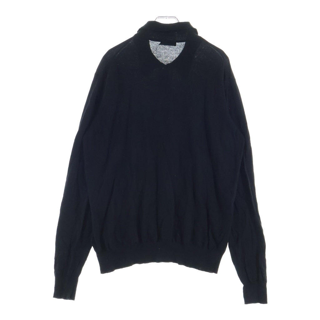 PRADA(プラダ) コットンニット 長袖ポロシャツ カットソー ブラック DNA793 S191 1YKU