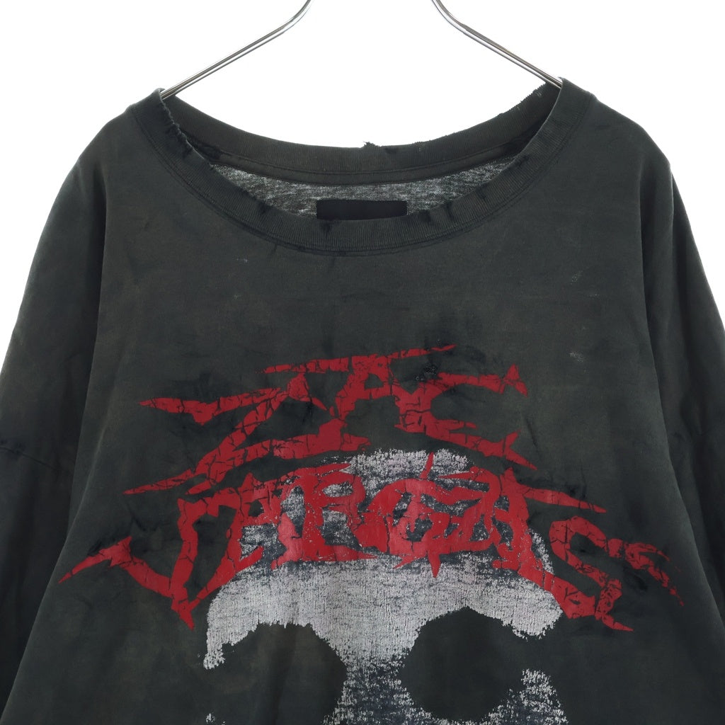 Z.VARGAS(ザックバルガス) SKULL PRINT L/S TEE スカルプリント ヴィンテージ加工 長袖Tシャツカットソー グレー