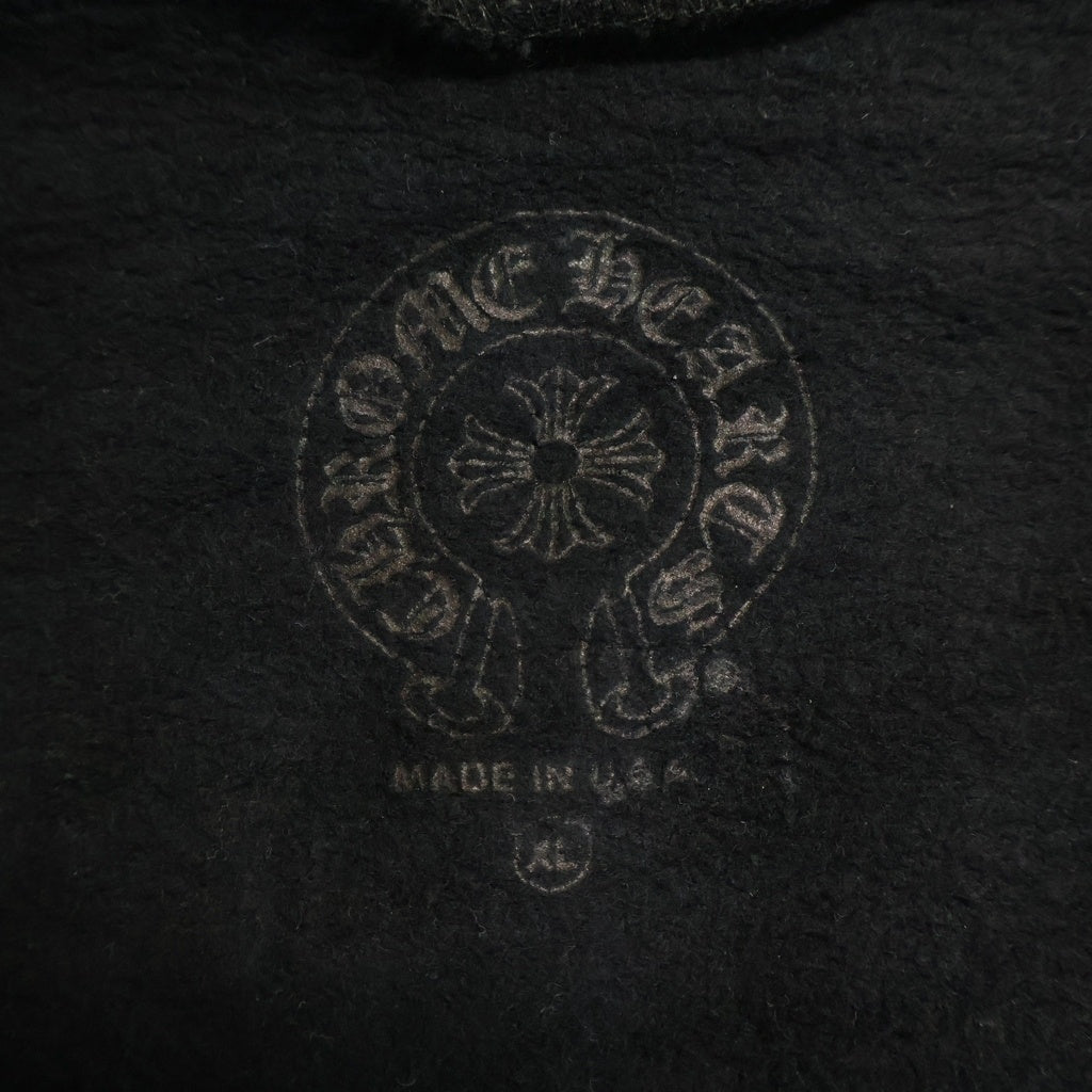 CHROME HEARTS(クロムハーツ) SWTSHRT HD ZIP 袖フローラルバックホースシュープリントパーカー ブラック/ピンク/シルバー
