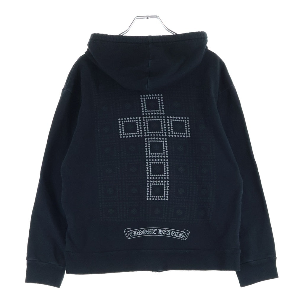 CHROME HEARTS(クロムハーツ) CH PLUS BLOCK CROSS ZIP UP HOODIE CHプラス ブロッククロス ジップアップパーカー レディース ブラック
