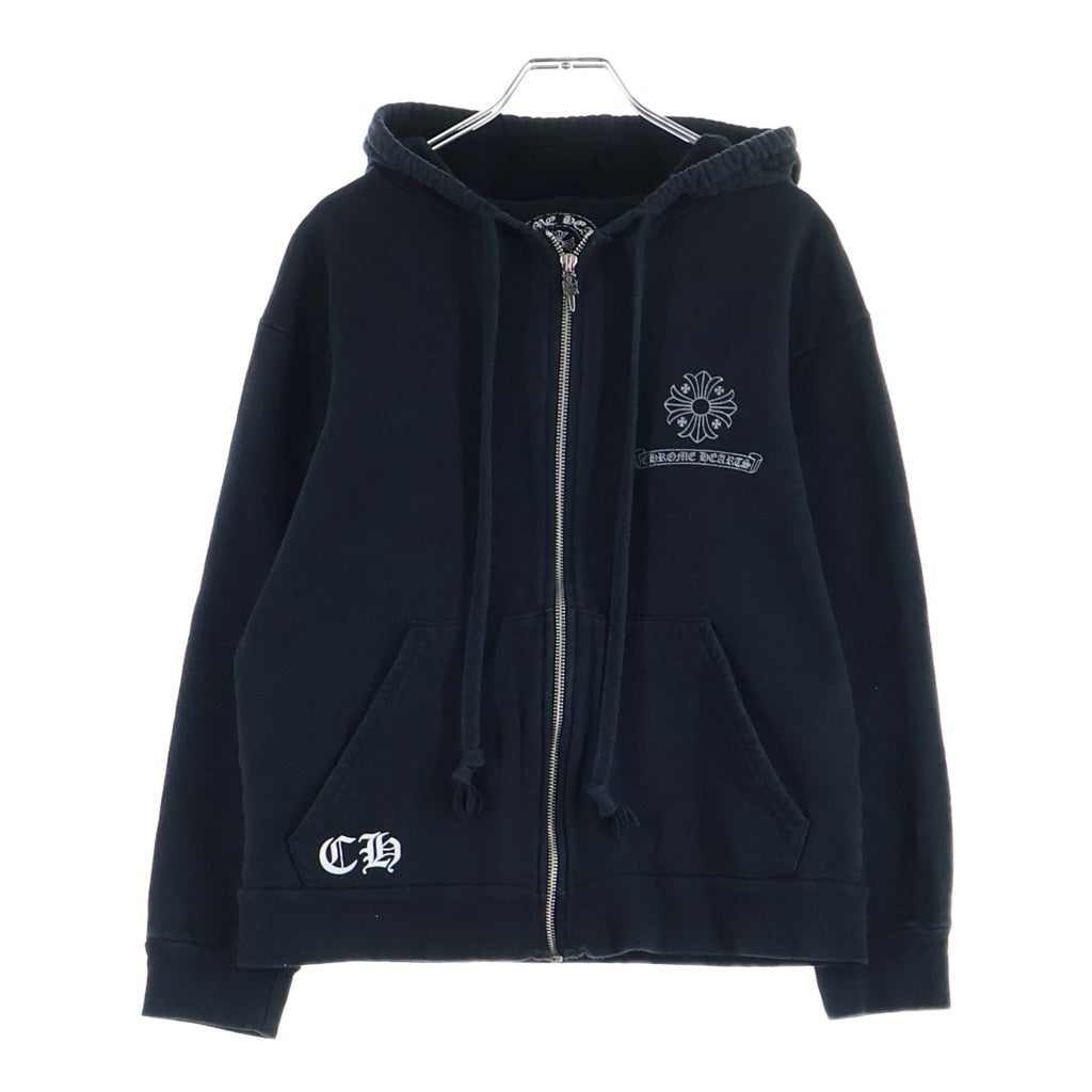 CHROME HEARTS(クロムハーツ) CH PLUS BLOCK CROSS ZIP UP HOODIE CHプラス ブロッククロス ジップアップパーカー レディース ブラック