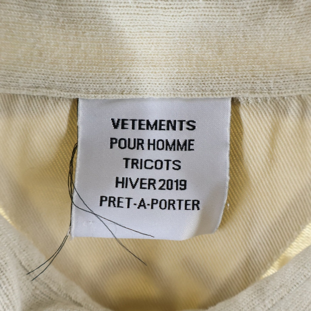 VETEMENTS(ヴェトモン) 19SS ヘビーコットン バック刺繍 ラガー長袖シャツ ベージュ MAH19TR205