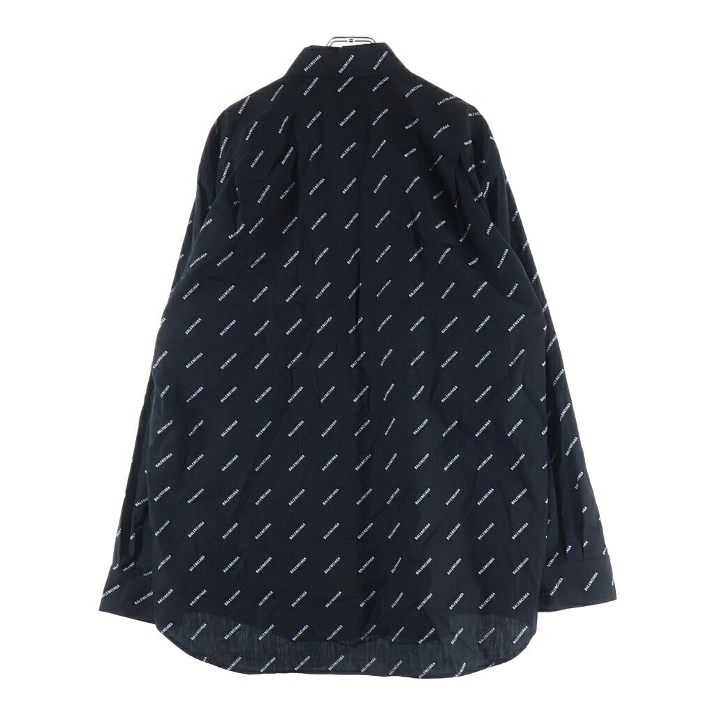 BALENCIAGA(バレンシアガ) ロゴ総柄 長袖ボタンダウンシャツ ブラック 534333 TBL96