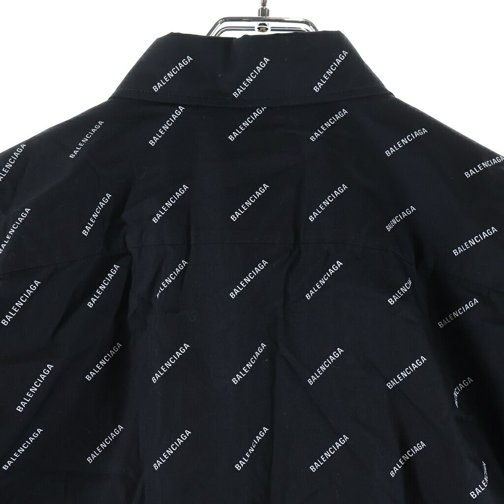 BALENCIAGA(バレンシアガ) ロゴ総柄 長袖ボタンダウンシャツ ブラック 534333 TBL96