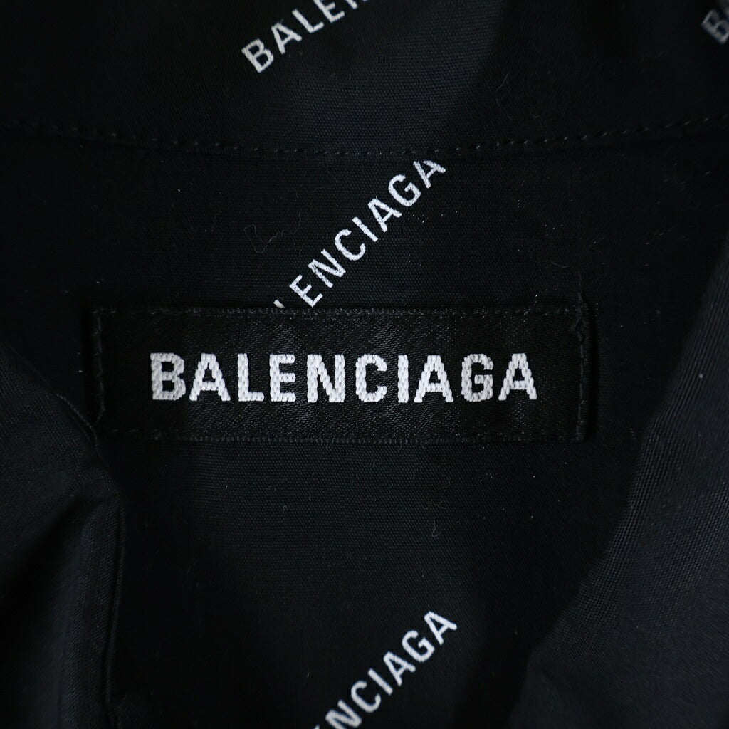 BALENCIAGA(バレンシアガ) ロゴ総柄 長袖ボタンダウンシャツ ブラック 534333 TBL96