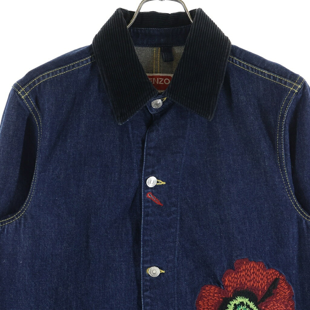 KENZO(ケンゾー) 22AW WORKWEAR DENIM JACKET フラワー刺繍 ワーカーデニムジャケット インディゴ FC65DV1019EB