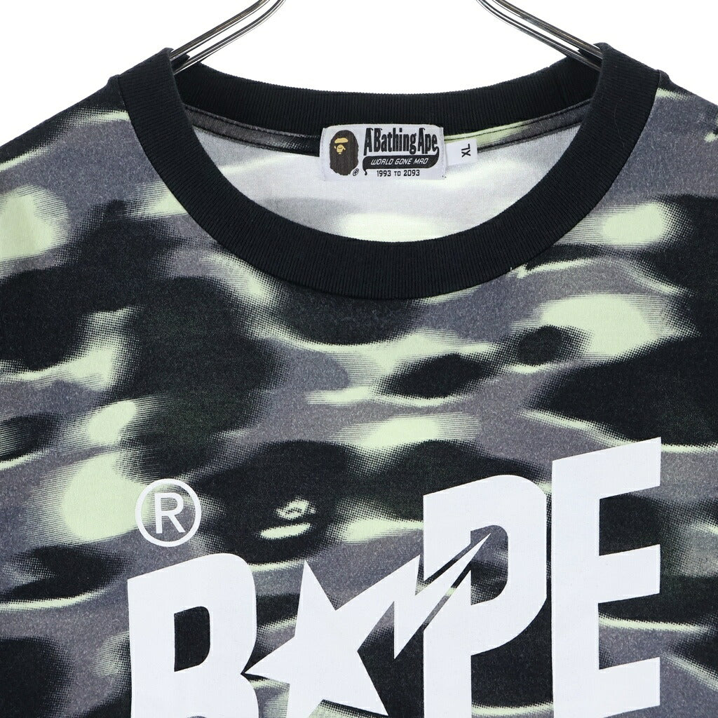 A BATHING APE(アベイシングエイプ) SCREEN CAMO STA LOGO ロゴプリント 半袖Tシャツカットソー ブラック 001CSM301304M