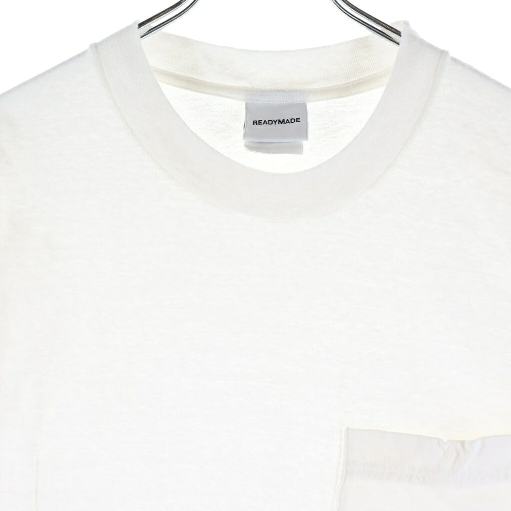 READY MADE(レディメイド) 24SS S/S POCKET T-SHIRT フロントロゴ クルーネック半袖Tシャツ ホワイト RE-CO-WH-00-00-277
