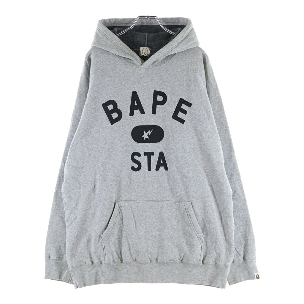 A BATHING APE(アベイシングエイプ) BAPE STA プリント プルオーバーパーカー グレー