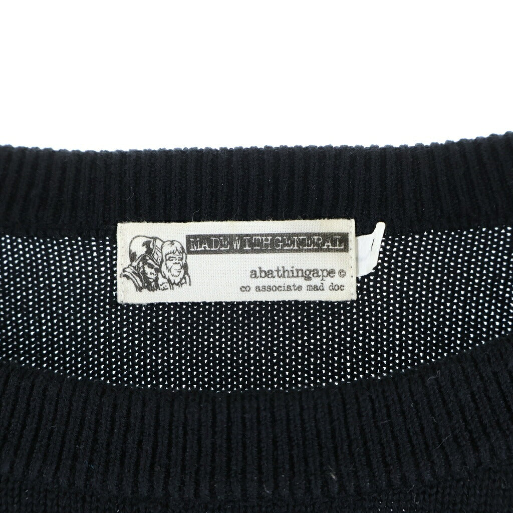 A BATHING APE(アベイシングエイプ) 巨大フェイスロゴ ニットセーター ブラック