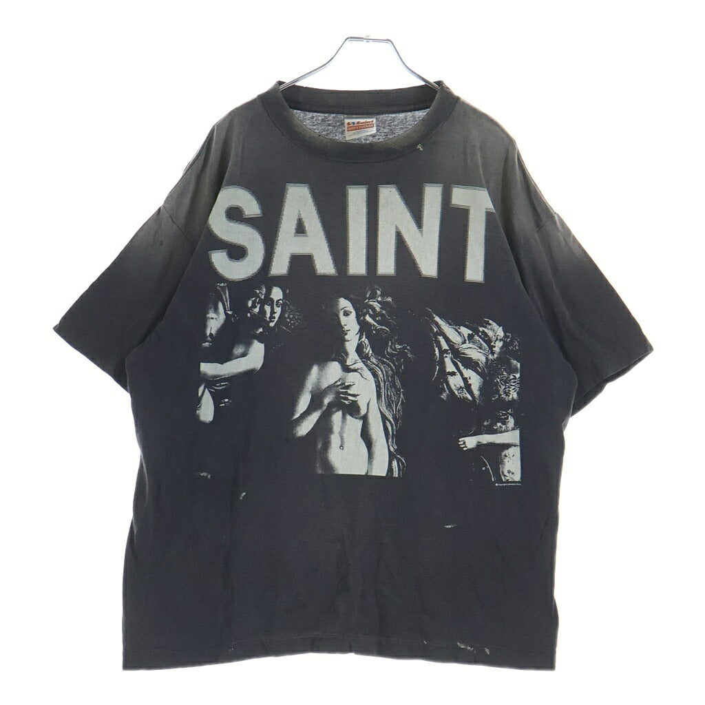 SAINT MICHAEL(セントマイケル) 25AW SS TEE SAINT MARIA BLACK セントマイケル ヴィンテージ加工 半袖プリントTシャツ カットソー グレー SM-HR1-0000-004