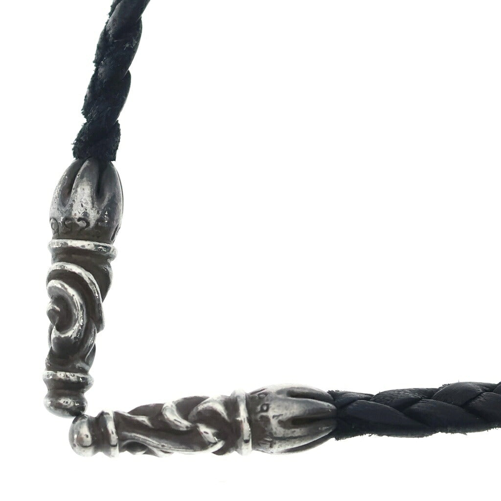 CHROME HEARTS(クロムハーツ) LEATHER BRAID SCROLL ネックレス レザーブレイドネックレス ブラック/シルバー BCA377