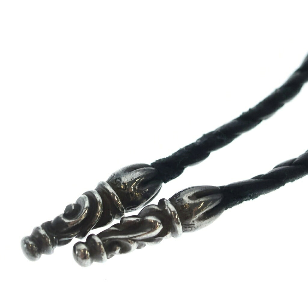 CHROME HEARTS(クロムハーツ) LEATHER BRAID SCROLL ネックレス レザーブレイドネックレス ブラック/シルバー BCA377