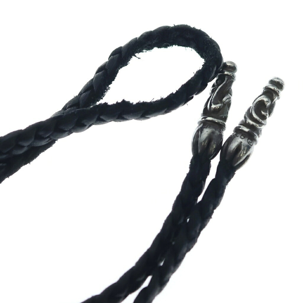 CHROME HEARTS(クロムハーツ) LEATHER BRAID SCROLL ネックレス レザーブレイドネックレス ブラック/シルバー BCA377