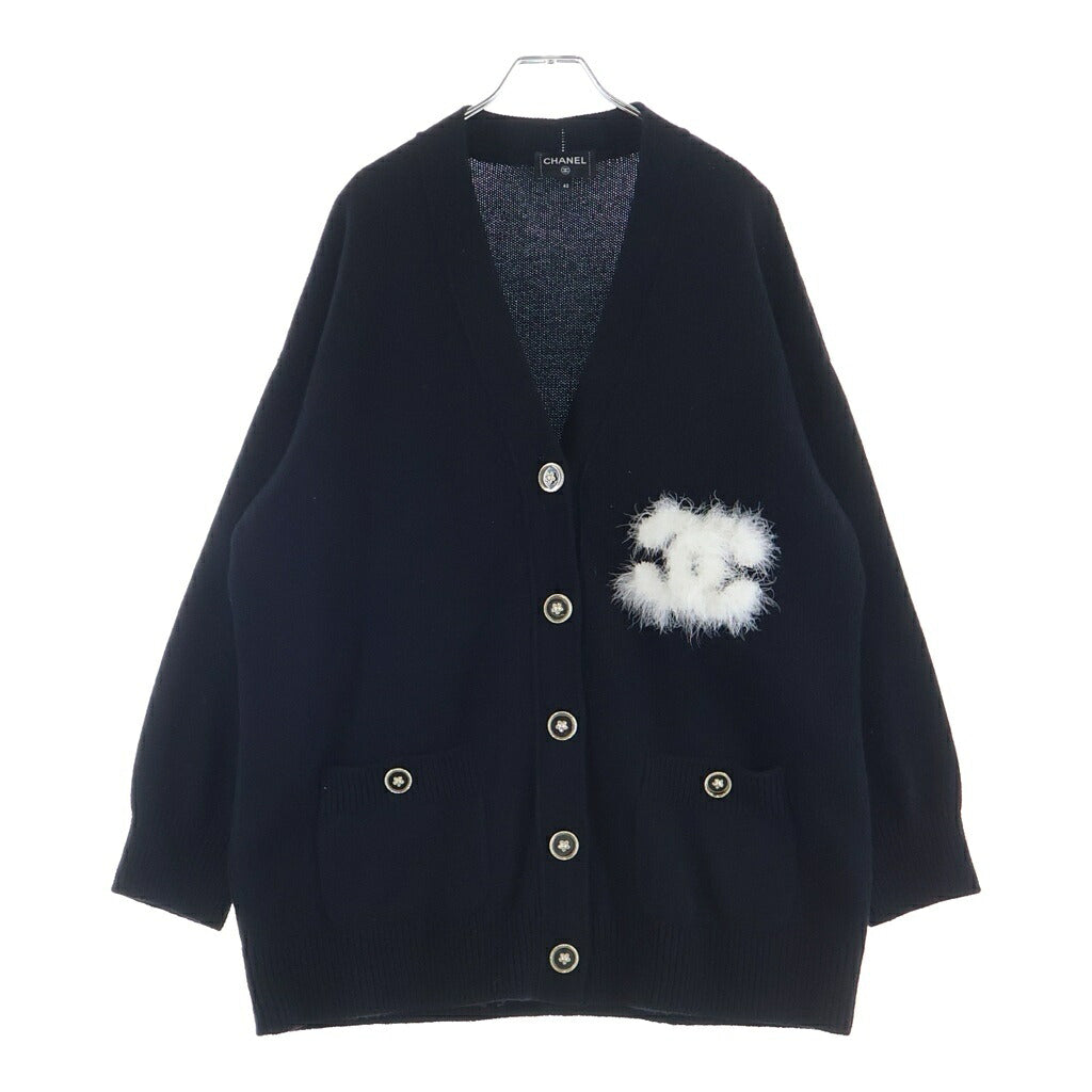 CHANEL(シャネル) フェザーファーココマーク カシミヤニットカーディガン P76116K10969 ブラック