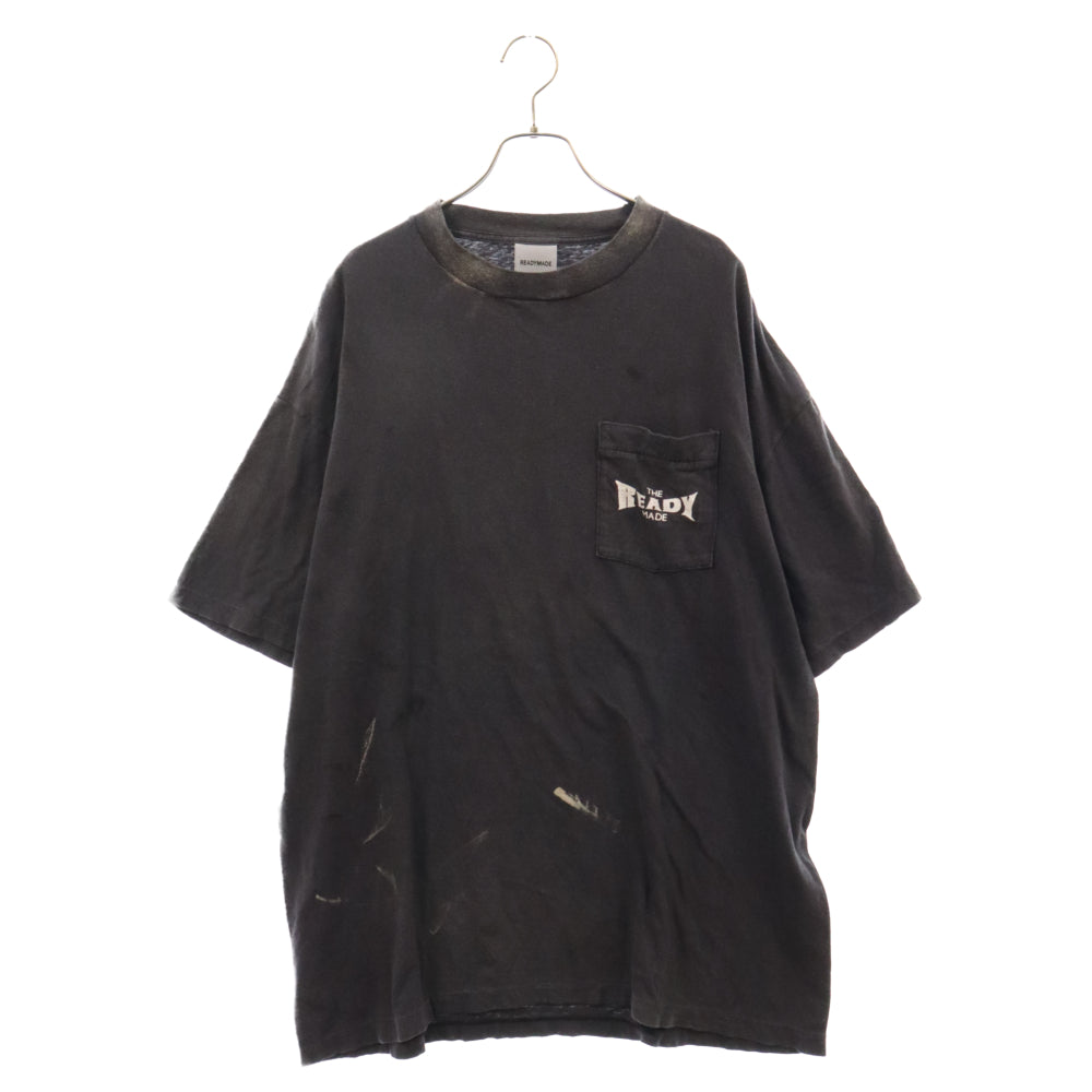 READY MADE(レディメイド) 24SS S/S POCKET T-SHIRT ヴィンテージ加工ポケット半袖Tシャツ RE-CO-BK-00-00-278 ブラック