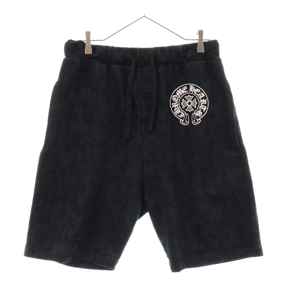 CHROME HEARTS(クロムハーツ) SWEAT PANTS HLF セメタリークロス 総柄スウェットハーフパンツ ブラック