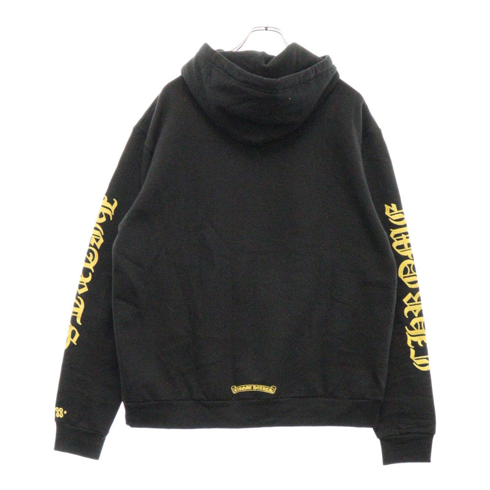 CHROME HEARTS(クロムハーツ) SWTSHRT PLVR オンライン限定 ヴァーティカルロゴ ゴールドグリッターフーディ プルオーバーパーカー スウェットパーカー