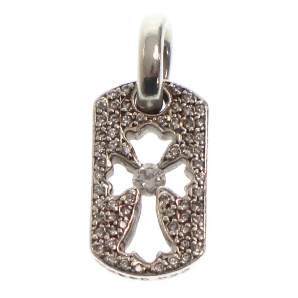 CHROME HEARTS(クロムハーツ) DT TNY CO CRS P/DIA タイニーカットアウトクロスドッグタグ PAVEアフターダイヤ チャーム ペンダントトップ シルバー