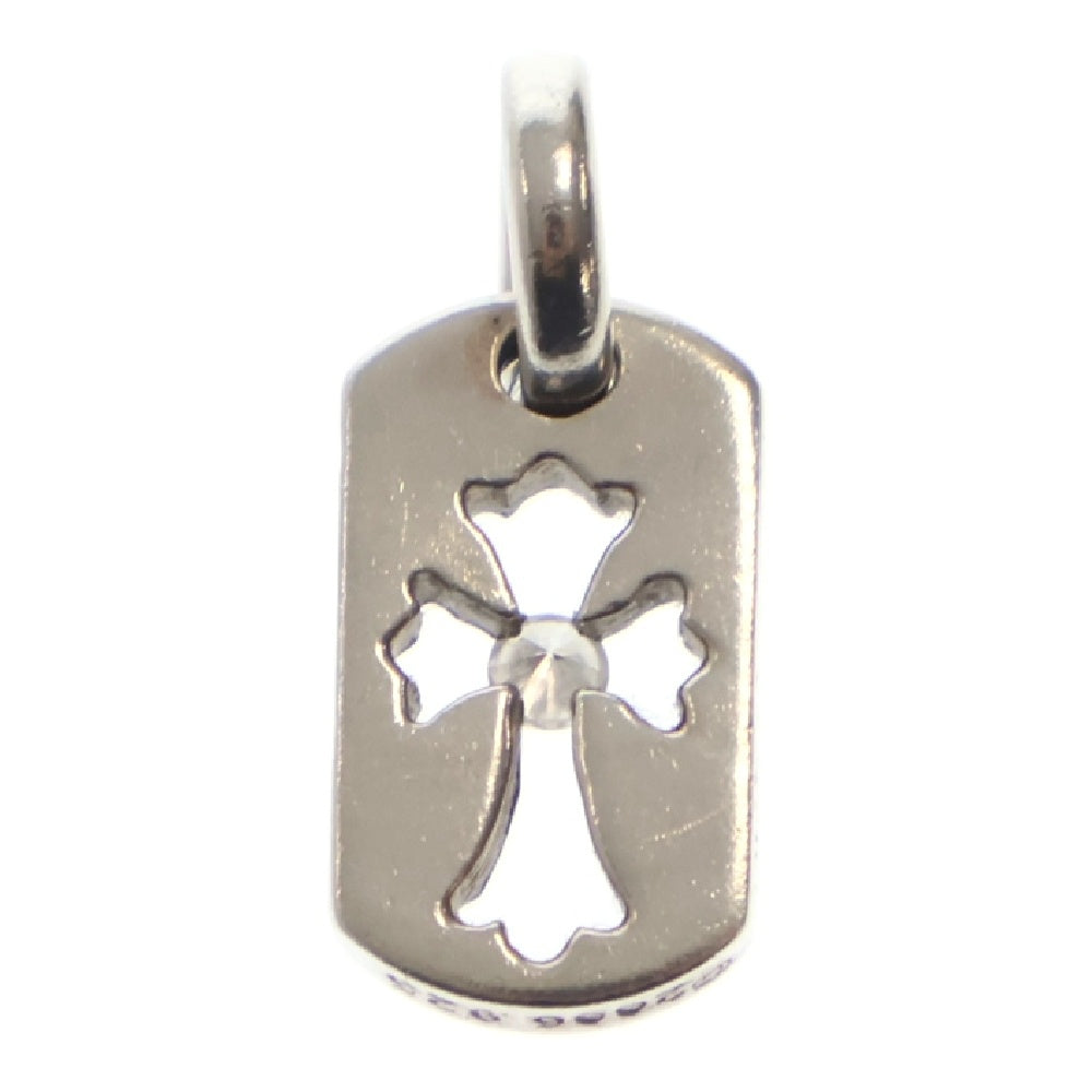 CHROME HEARTS(クロムハーツ) DT TNY CO CRS P/DIA タイニーカットアウトクロスドッグタグ PAVEアフターダイヤ チャーム ペンダントトップ シルバー