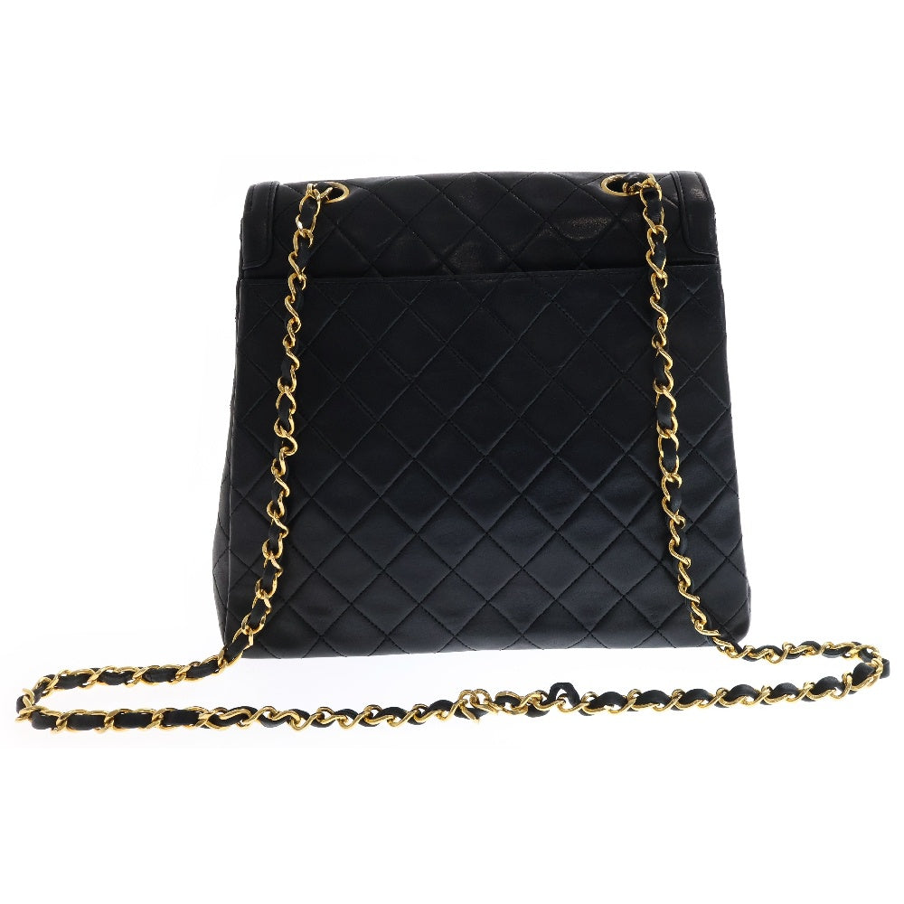 CHANEL(シャネル) マトラッセ ラムスキン ターンロック チェーンショルダーバッグ ブラック