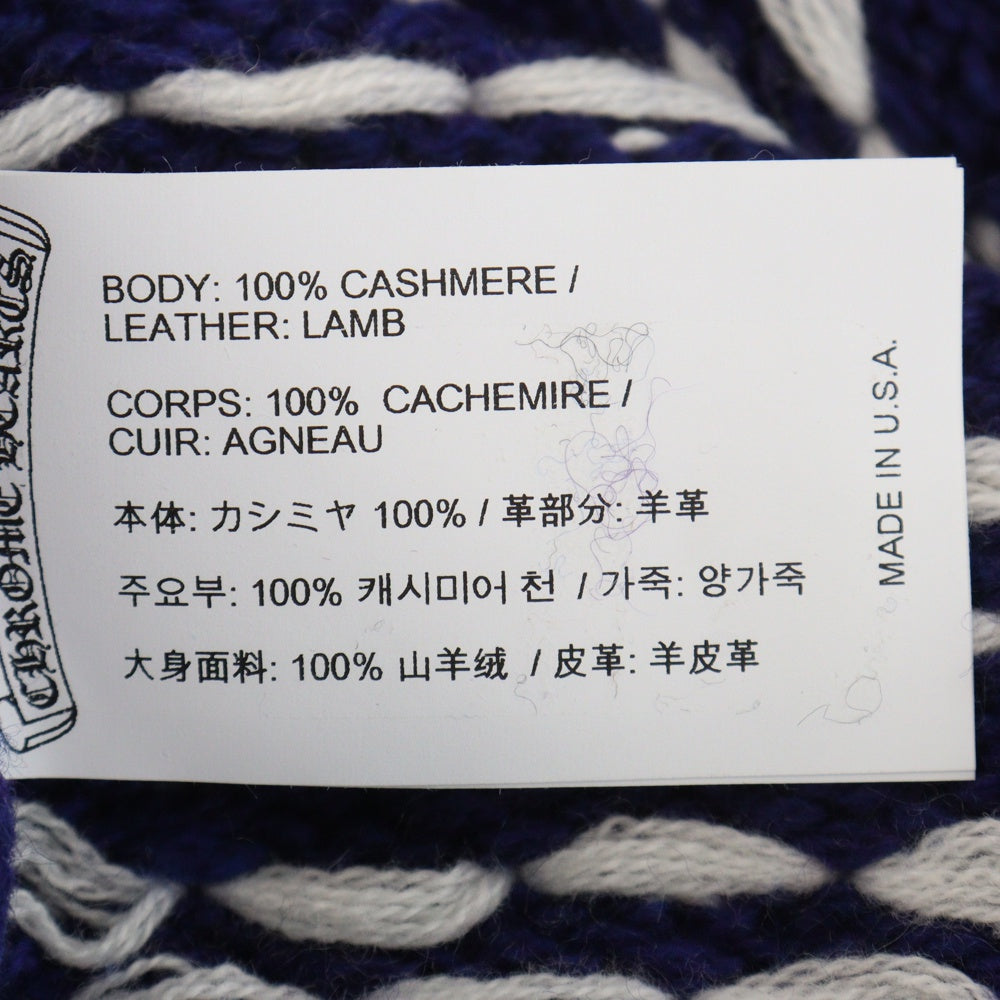 CHROME HEARTS(クロムハーツ) 両袖CHプラスパッチ クロスパッチ付きカシミアニット ブルー/ホワイト