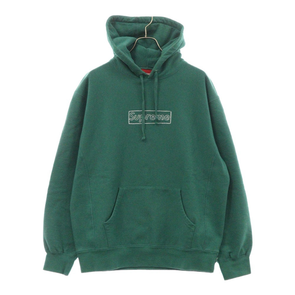 SUPREME(シュプリーム) 21SS ×KAWS Chalk Logo Hooded Sweatshirt ×カウズ チョークボックロゴ プルオーバーパーカー フーディー グリーン