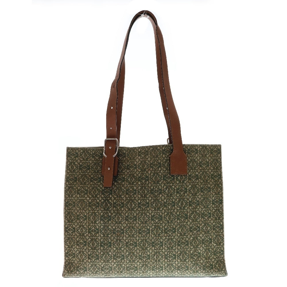 LOEWE(ロエベ) バックル ホリゾンタル アナグラムロゴ カーフレザー トートバッグ B692K96X02 ブラウン/グリーン