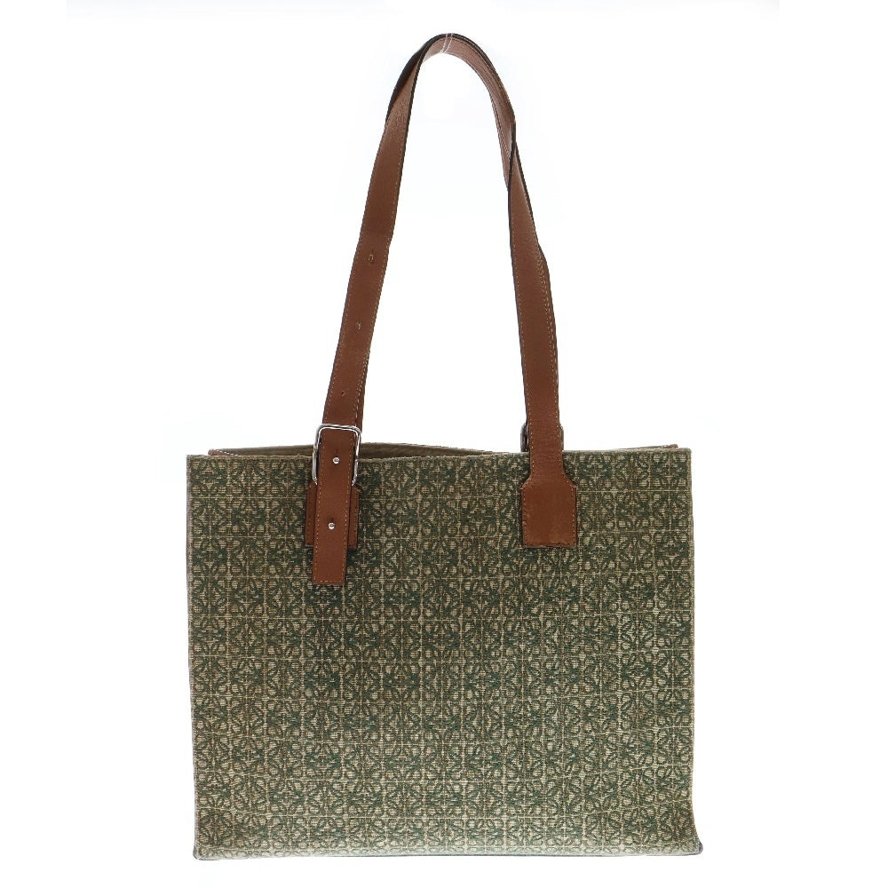 LOEWE(ロエベ) バックル ホリゾンタル アナグラムロゴ カーフレザー トートバッグ B692K96X02 ブラウン/グリーン