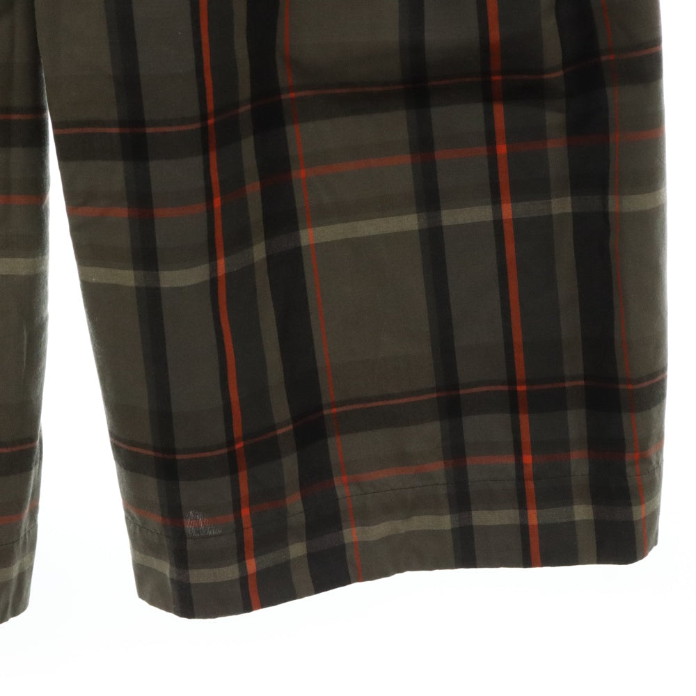 Sacai(サカイ) ジップフライ チェック デザイン切替 ドローコードワイドパンツ ブラック/オレンジ レディース 19-04462