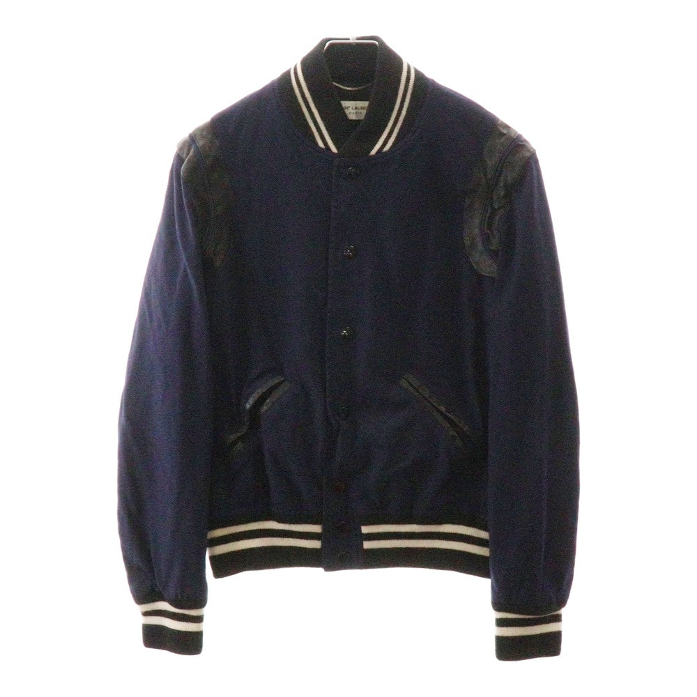SAINT LAURENT PARIS(サンローランパリ) 16SS レザートリムスタジャン テディジャケット 354718 YYL09 ネイビー