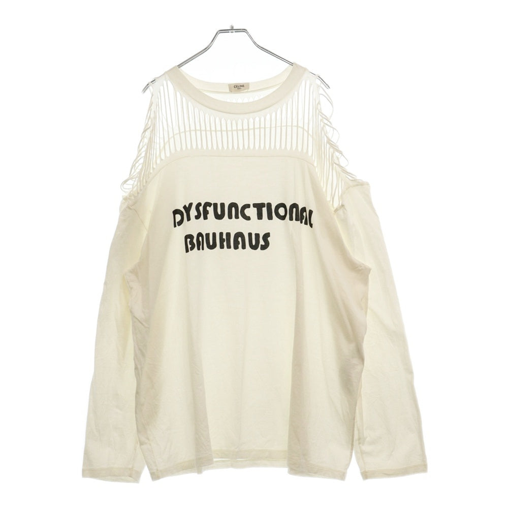 CELINE(セリーヌ) DYSFUNCTIONAL カット長袖プリントTシャツ 2X58E671Q ホワイト