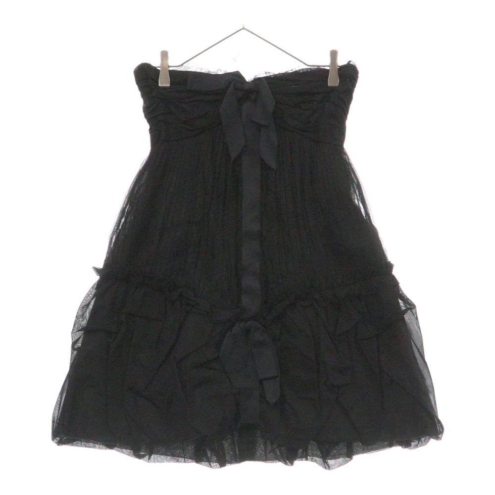 CHANEL(シャネル) ココボタン ナイロン プリーツ フリル リボンワンピース ブラック レディース P31113V21232