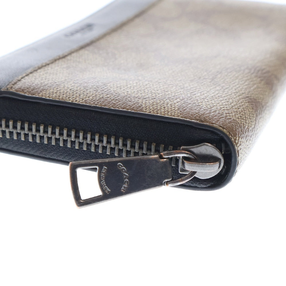 COACH(コーチ) シグネチャー PVCレザー ラウンドジップ ウォレット 長財布 ベージュ F58112