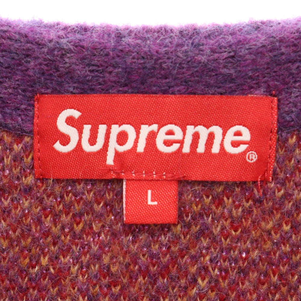 SUPREME(シュプリーム) 22AW Abstract Stripe Cardigan アブストラクトストライプニットカーディガン パープル